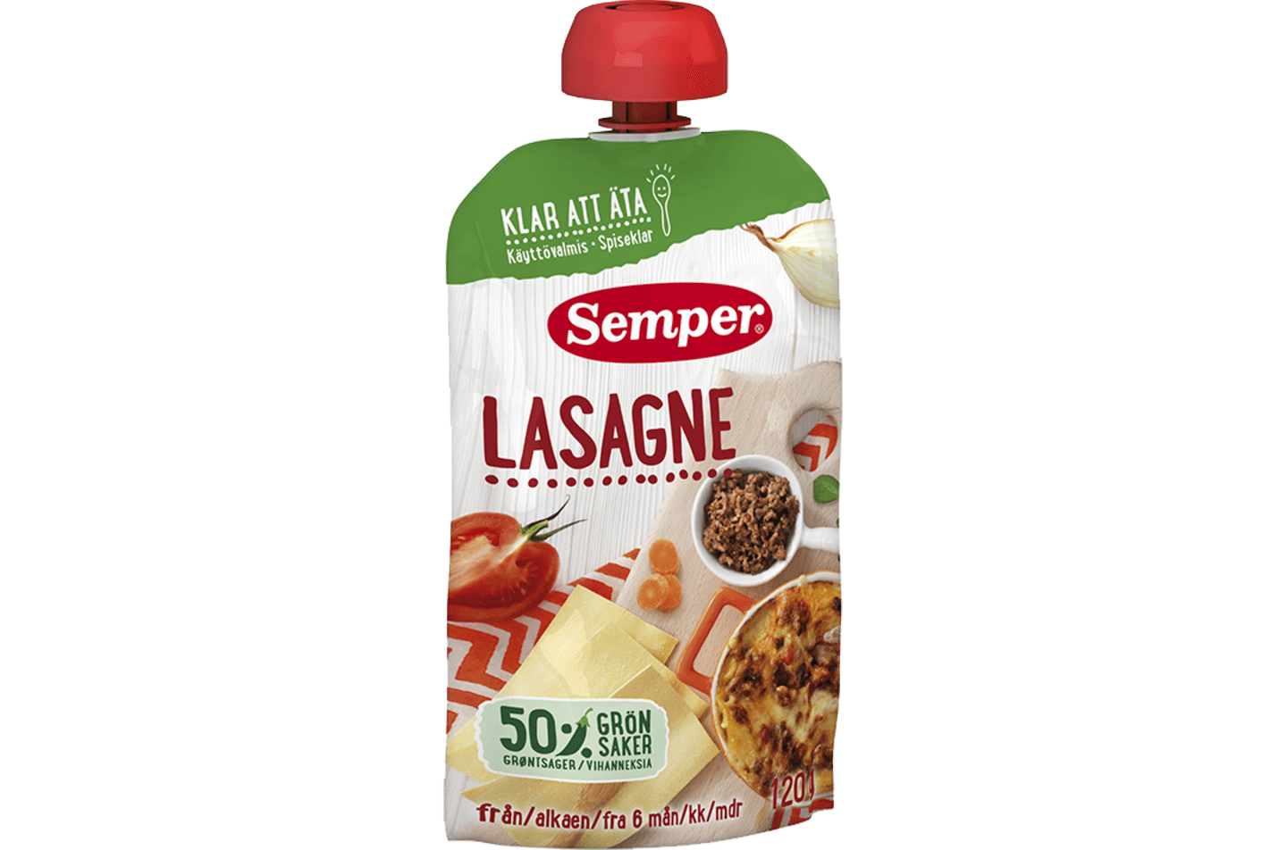Lasagne i klämpåse från Semper Barnmat