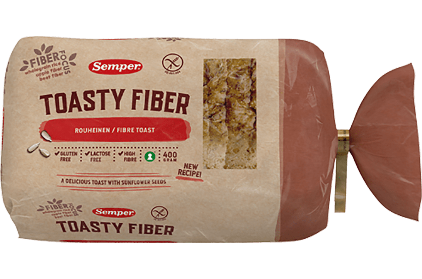 Semper Toasty Fiber, glutenfritt rostbröd med fiber