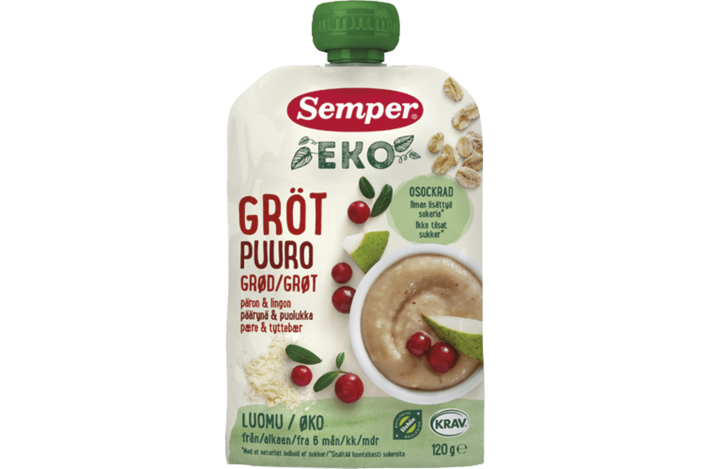 Luomu Puuro puolukka & päärynä 6kk Semper Lastenruoat