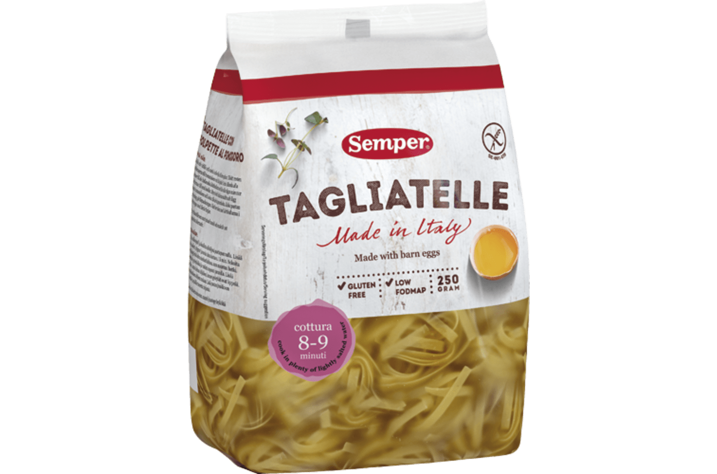 Glutenfri Tagliatelle fra Semper Glutenfri Nyt design, samme  gode glutenfri pasta!pasta