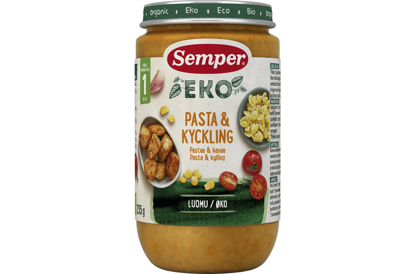 EKO Pasta & Kyckling 12 mån | Semper Barnmat