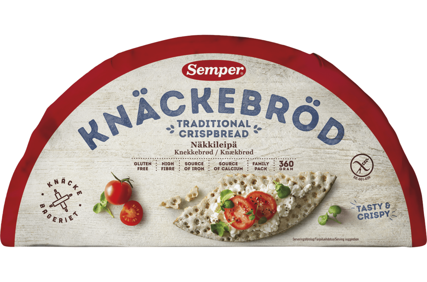 Glutenfri Knækbrød i klassisk halvmåne fra Semper Glutenfri