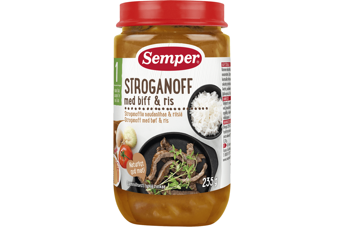 Stroganoff med bøf & ris 12 mdr fra Semper Børnemad