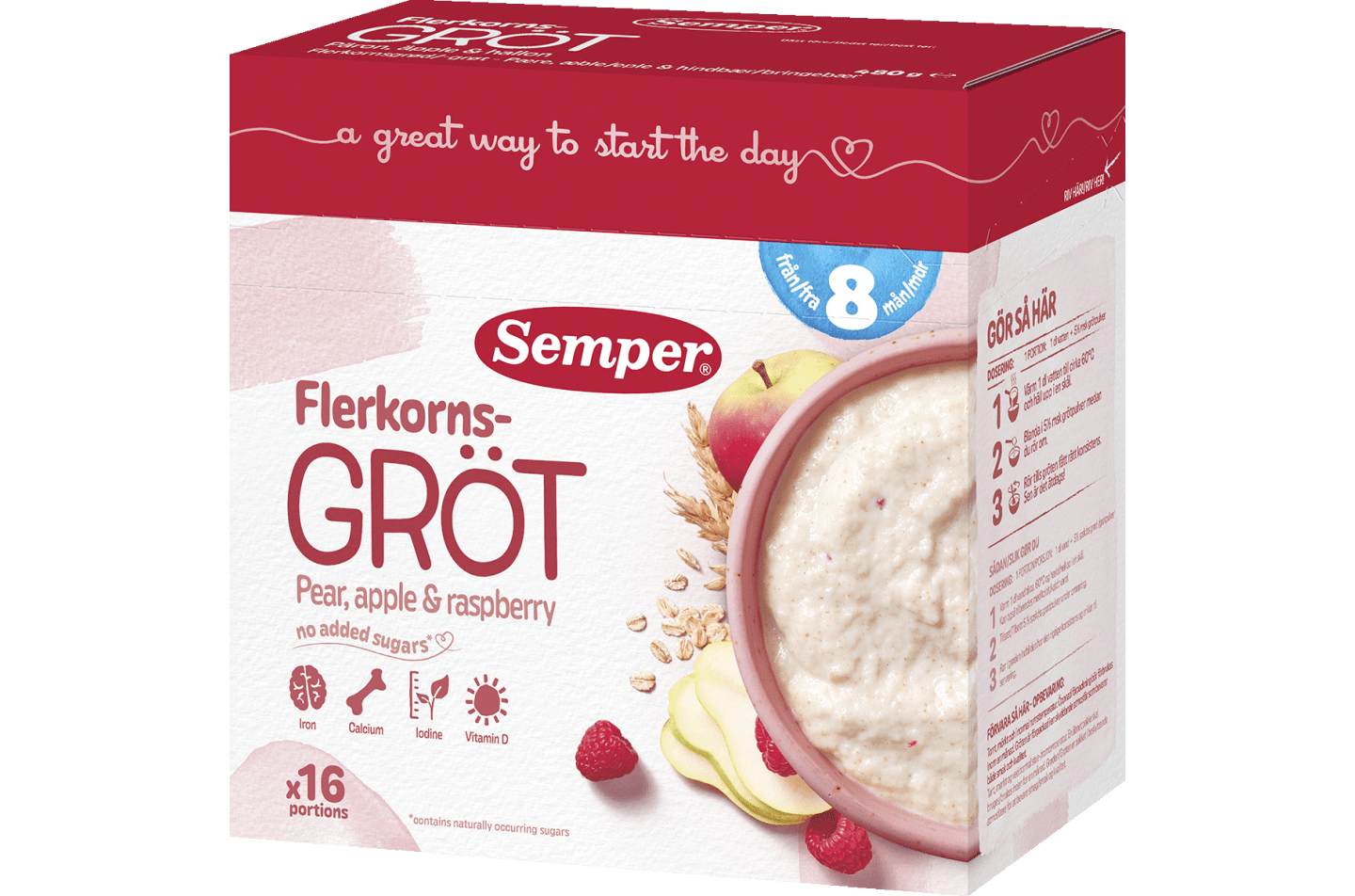 Semper Flerkornsgrød Pear, apple, raspberry