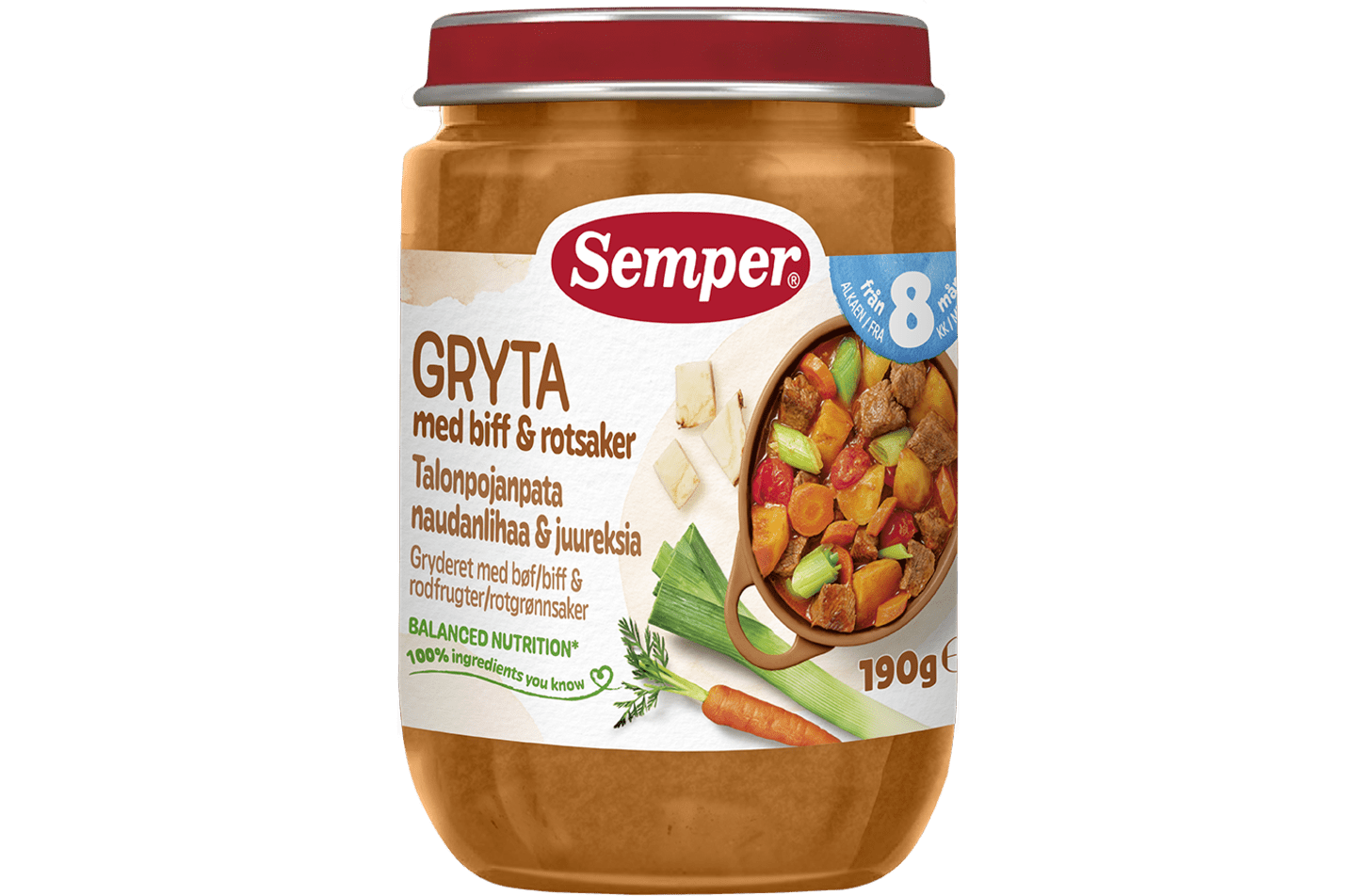 Semper Gryderet med bøf & rodfrugter fra 8 måneder