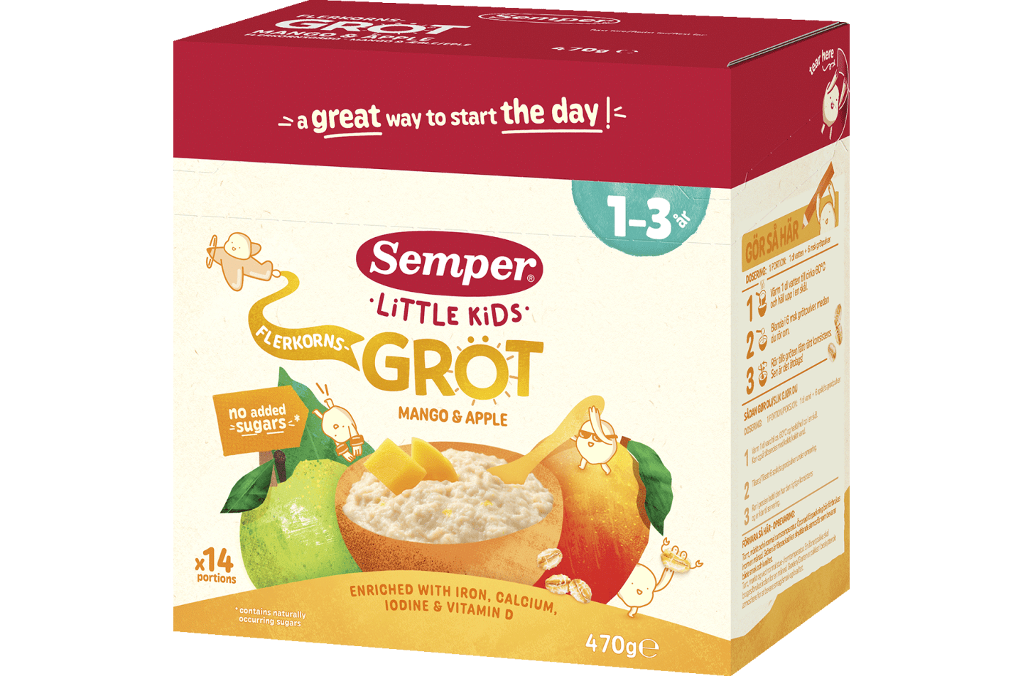 Little Kids Flerkornsgrød Apple & mango fra 1-3 år fra Semper 