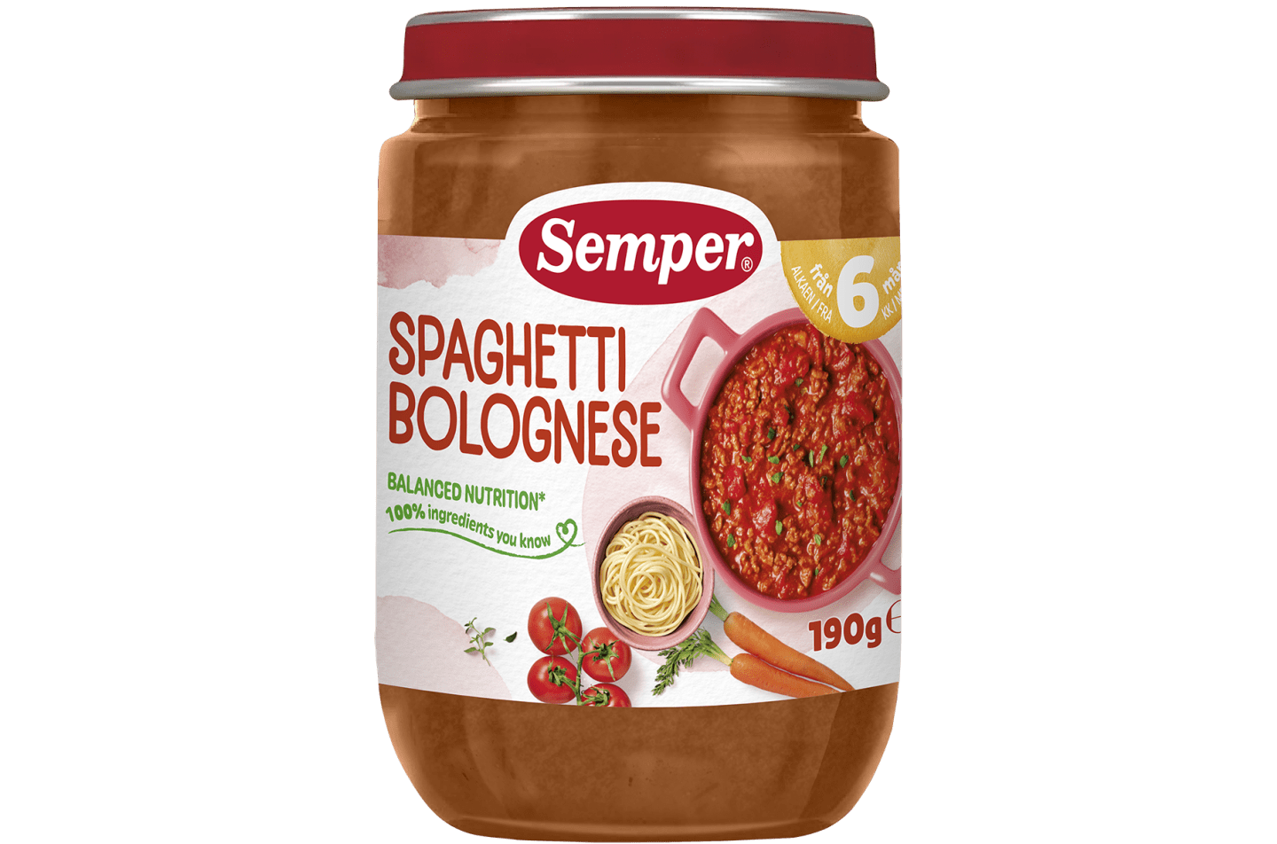 Spaghetti Bolognese 6 mån från Semper Barnmat