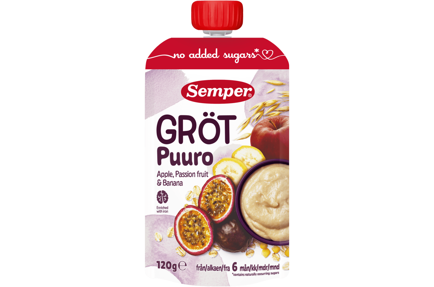 Semper grødklemmepose med passionsfrugt til baby fra 6 måneder