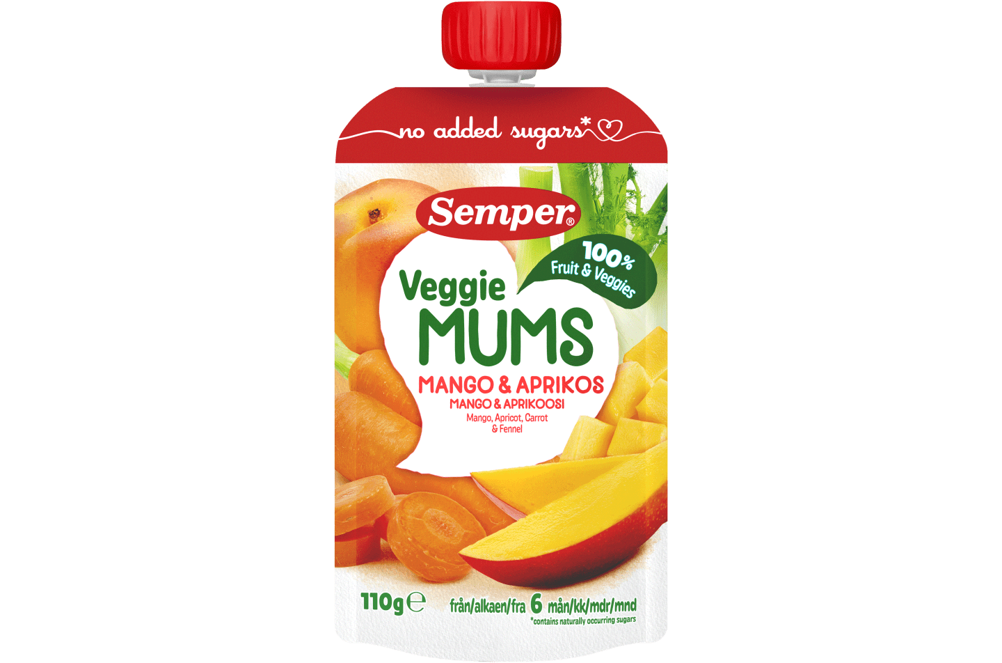 Veggiemums Mango & aprikoosi 110g