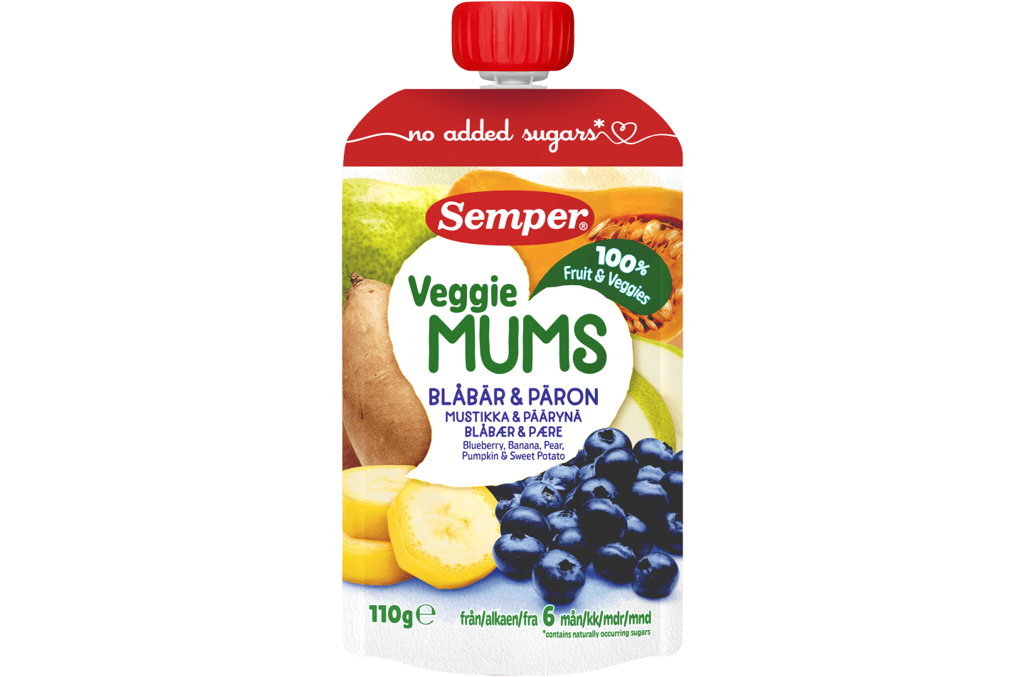 Veggiemums Mustikka & päärynä 110g