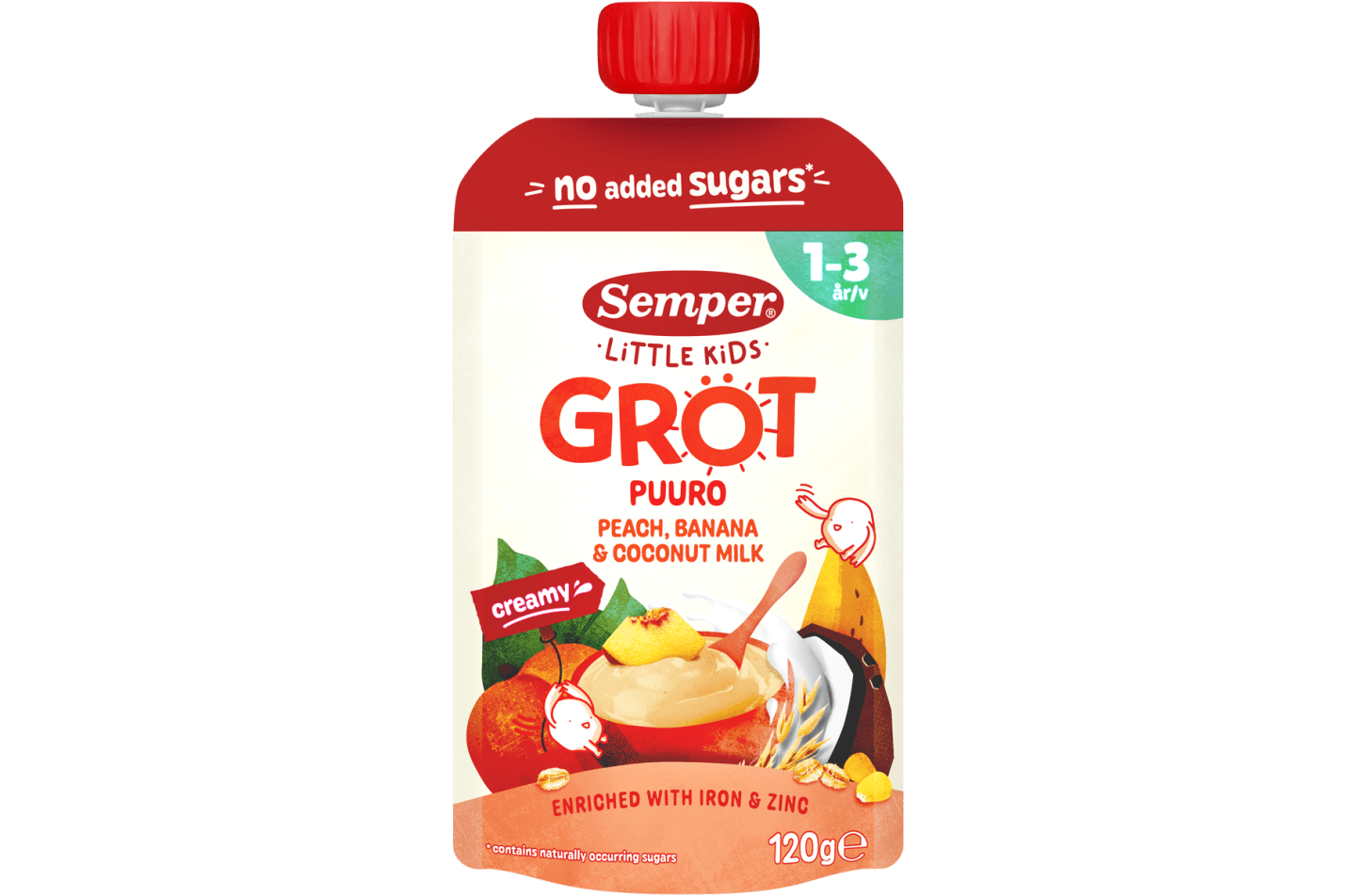 Puuro Persikka, banaani & kookosmaito 120g