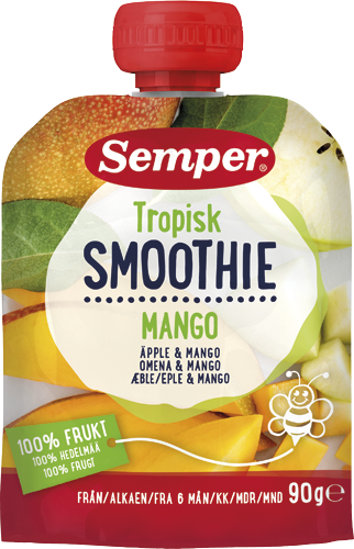 Luomu Smoothie päärynä, mango, ruusunmarja & kaura 6kk | Semper Lastenruoat