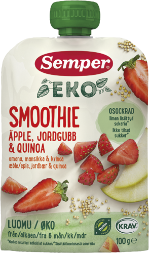 Luomu Smoothie omena, mansikka & kvinoa 6kk | Semper Lastenruoat