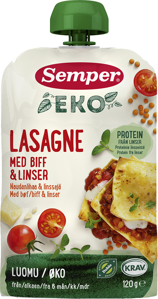 EKO lasagne med bøf & linser | Semper Børnemad