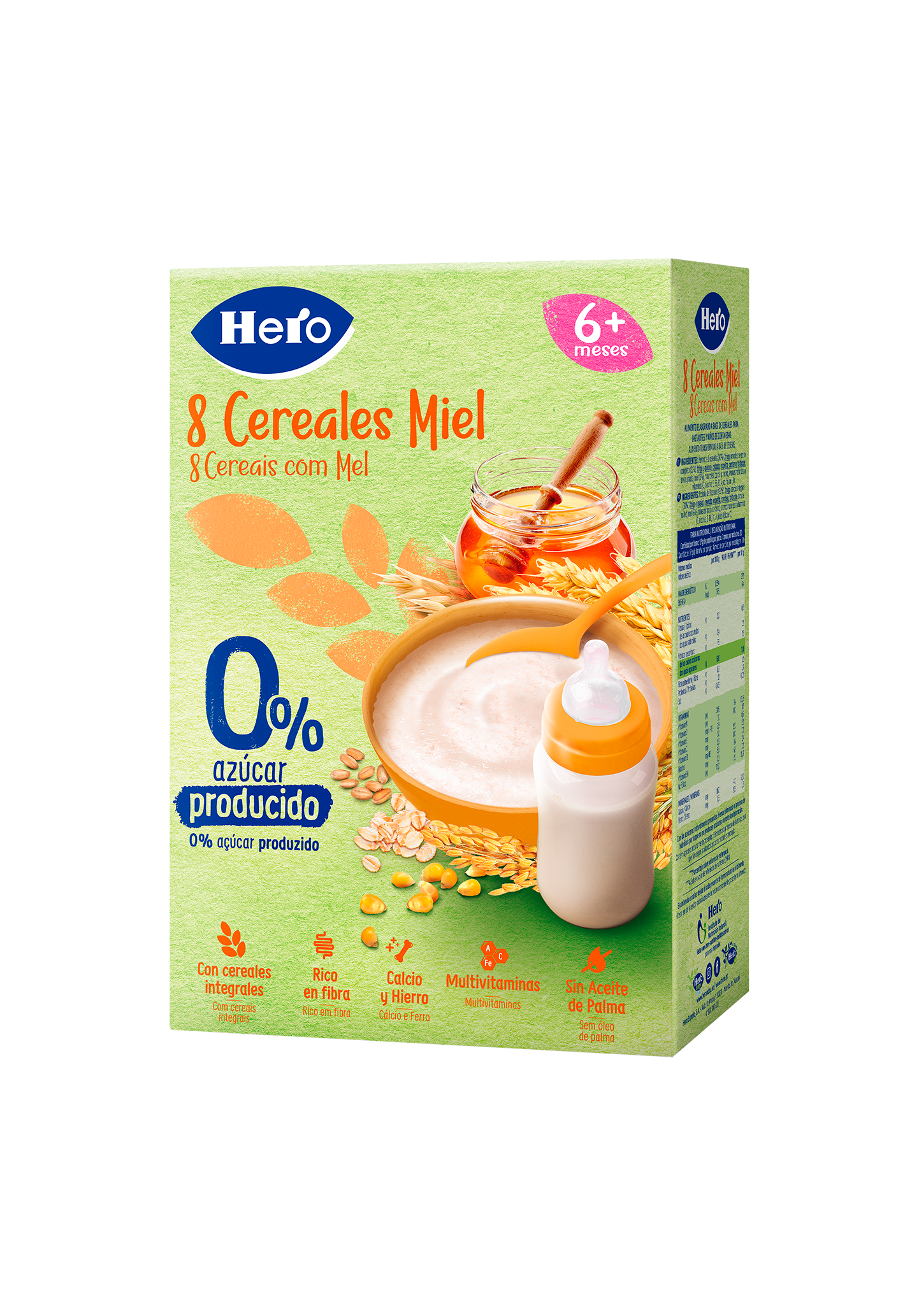 Papilla de cereales Hero Baby 8 cereales con miel 3x820g