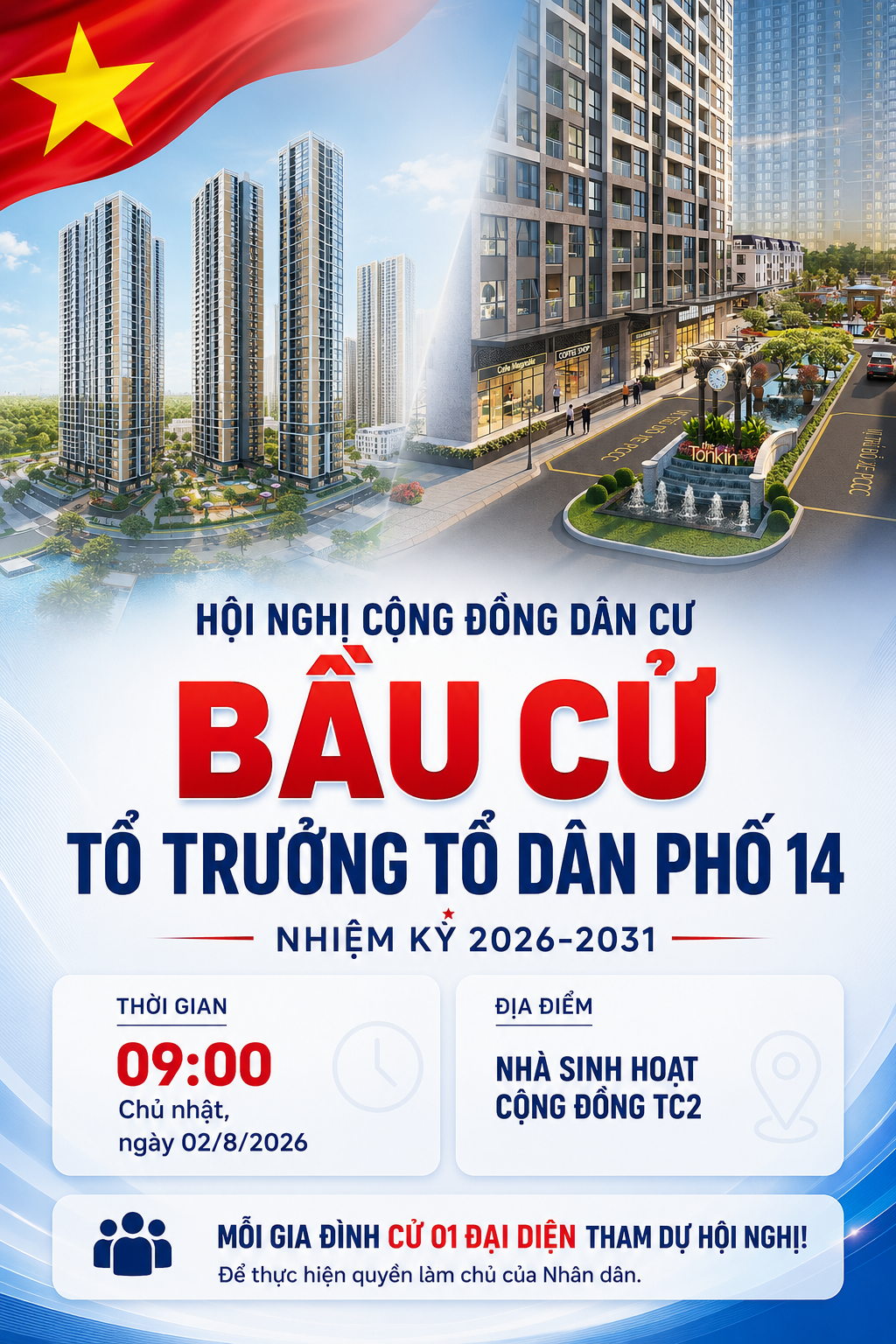 Tổ dân phố 14 tổ chức Hội nghị đại diện hộ gia đình bầu Tổ trưởng Tổ dân phố nhiệm kỳ mới