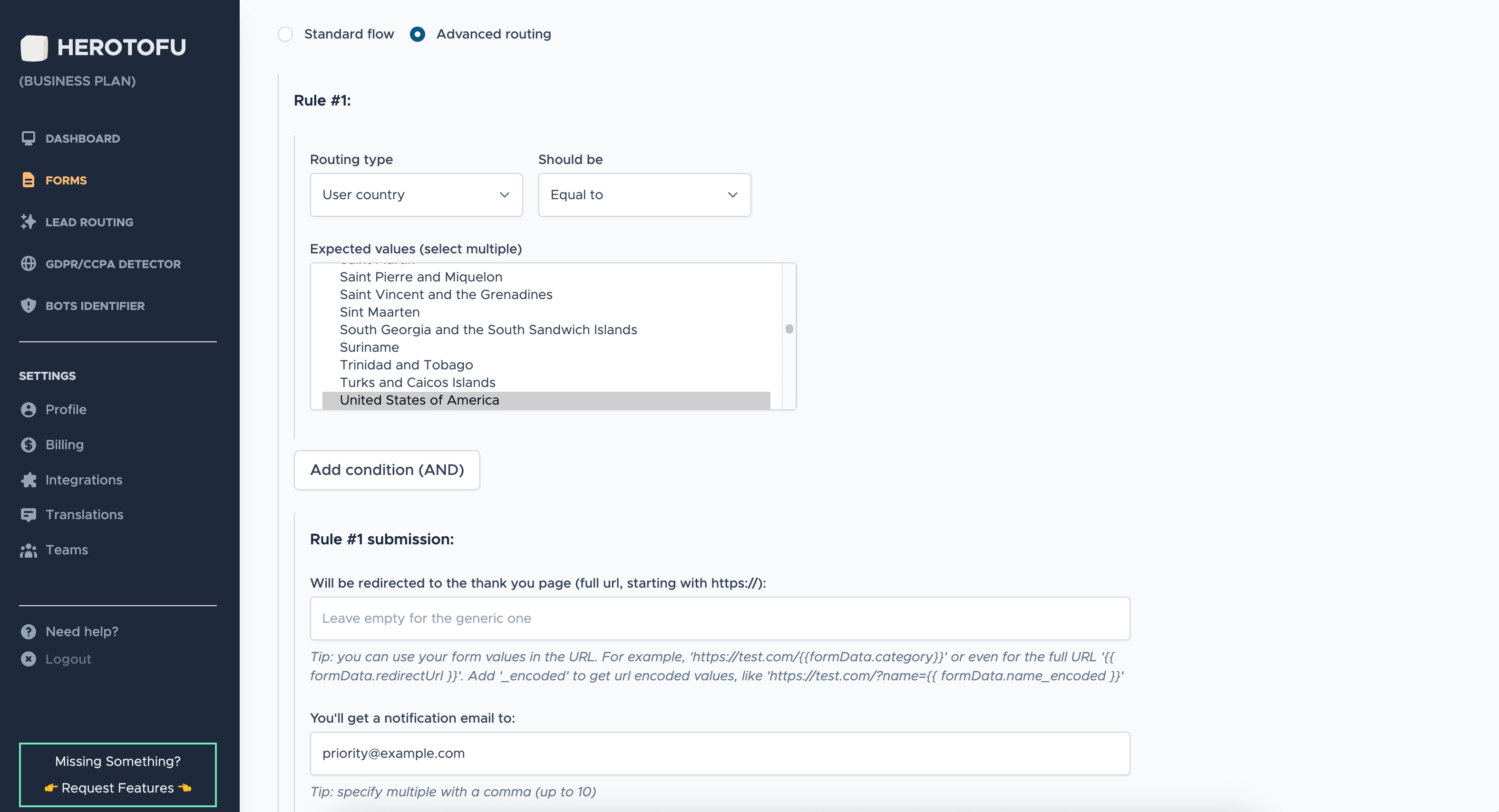 Spam routing