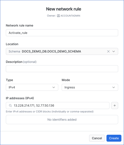 Create a network rule
