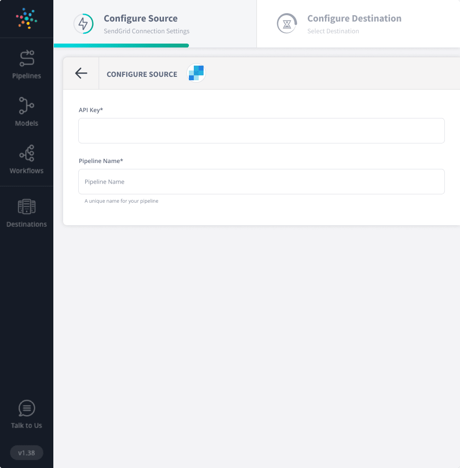 Sendgrid to Snowflake - Sendgrid Connection Settings Image