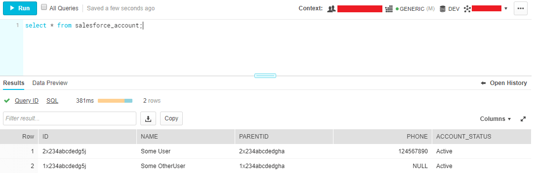 salesforce target table