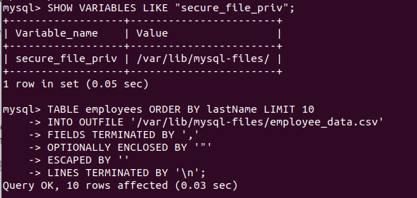 mysql dump sql command