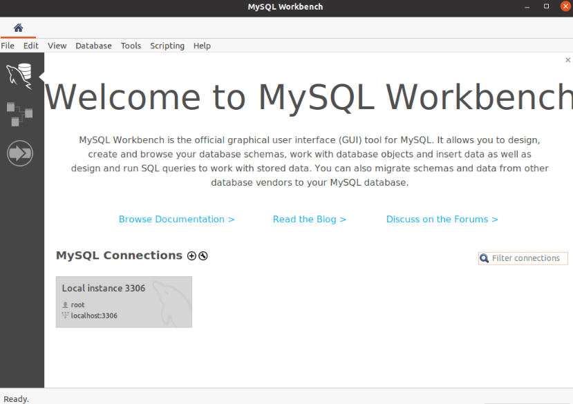 MySQL Workbench Database Dump : Connecting to the database