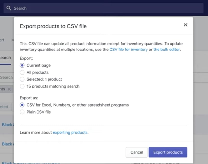 Export Wizard.