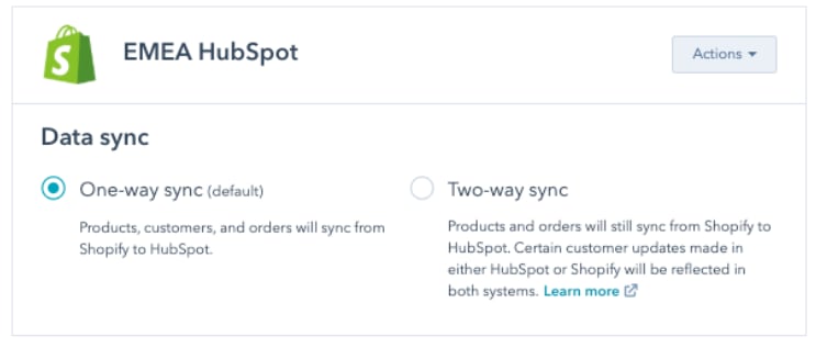 Setting up one-way or two-way data sync.