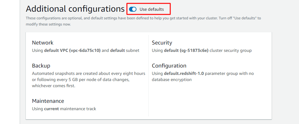 Additional Cluster Configurations.
