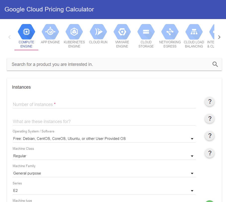 Google Cloud Price Calculator.