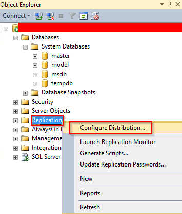 SQL Server Replication: Configure Distribution