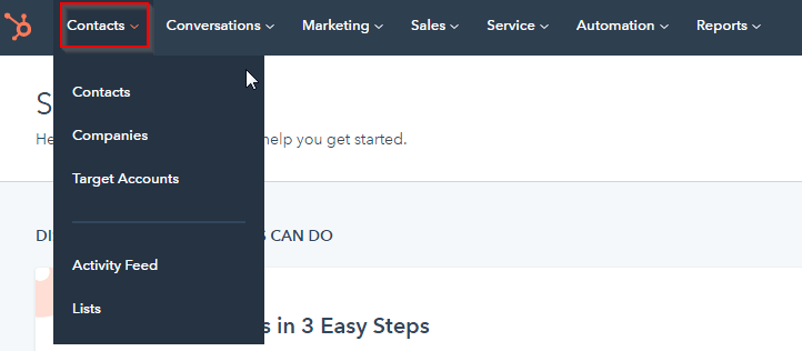 HubSpot Export: Click Contacts