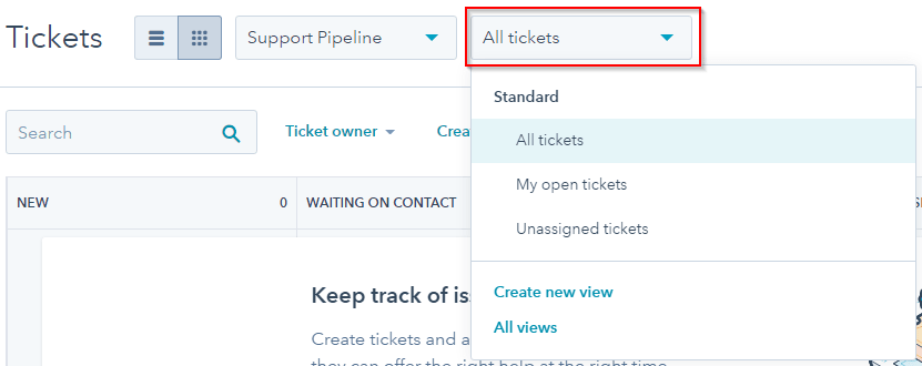 HubSpot Export: Select All tickets