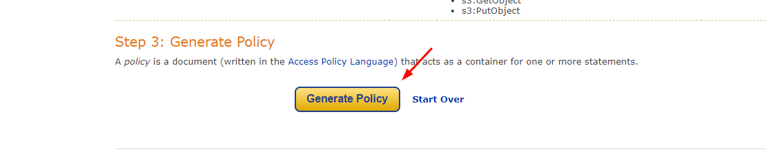 Generate Policy Button.