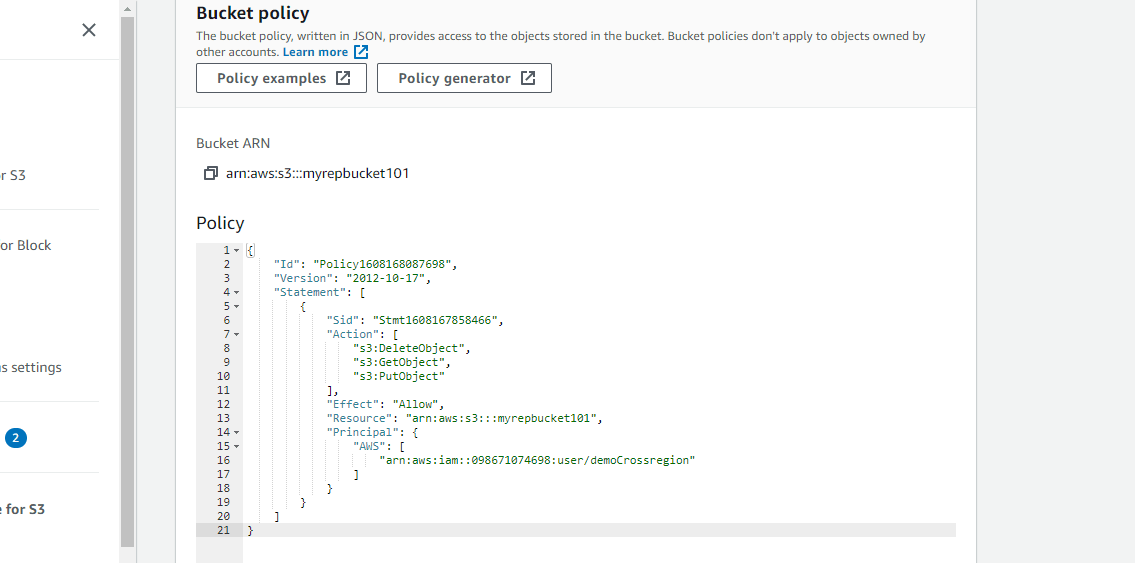 Adding Generated Statement to Policy list.
