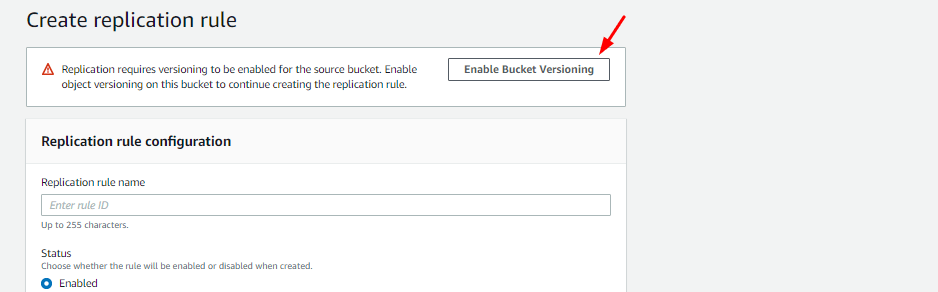 Enabling Bucket Versioning.