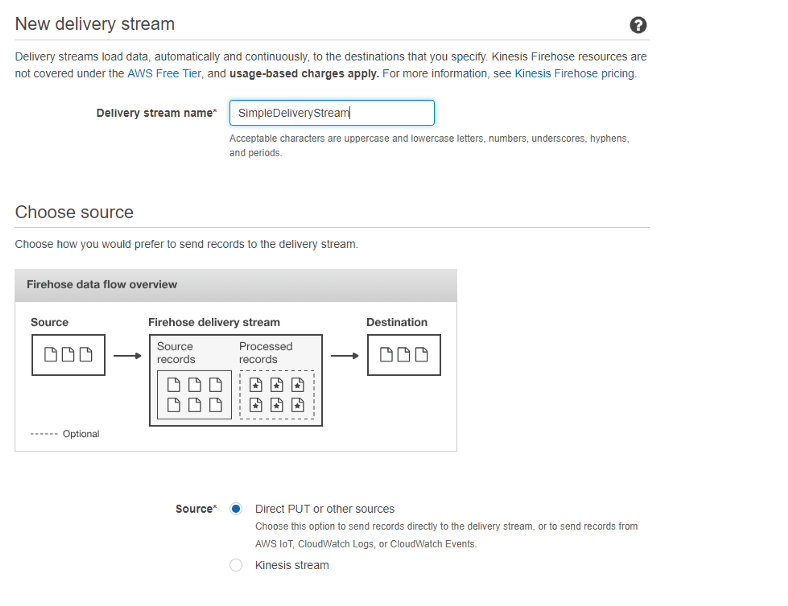 Kinesis Stream to S3- Configuring the Delivery Stream.