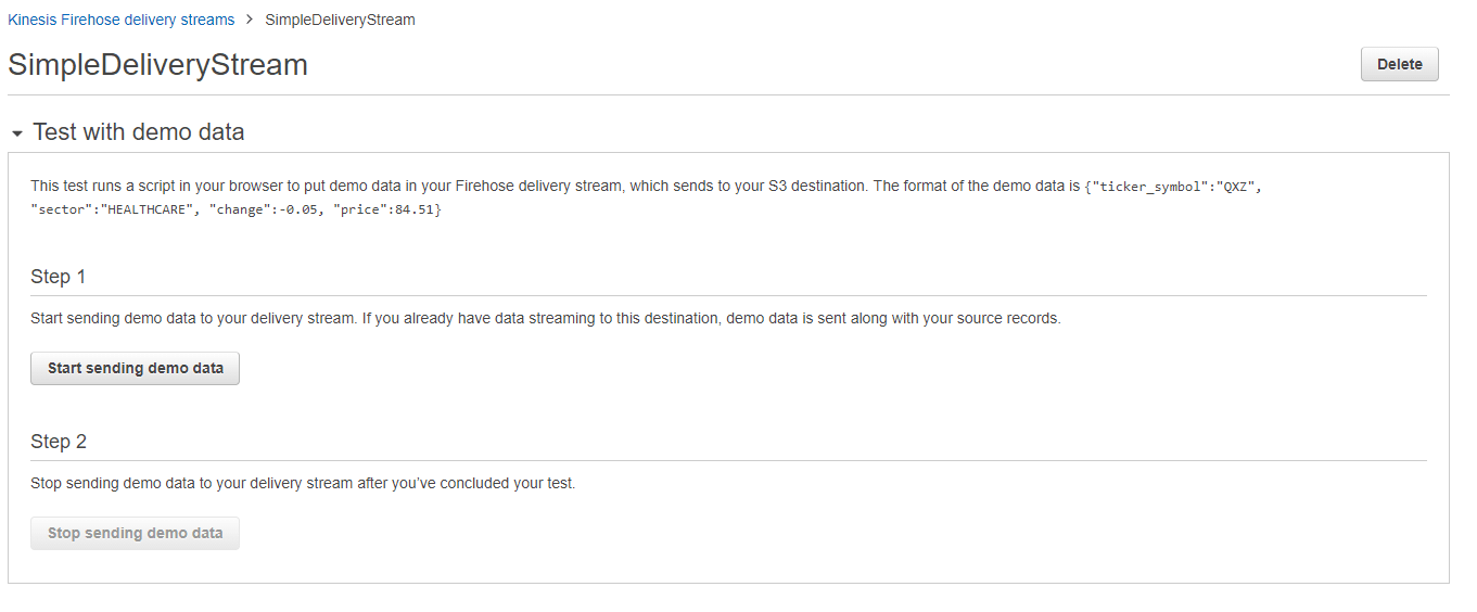 Kinesis Stream to S3-  Testing Delivery stream.