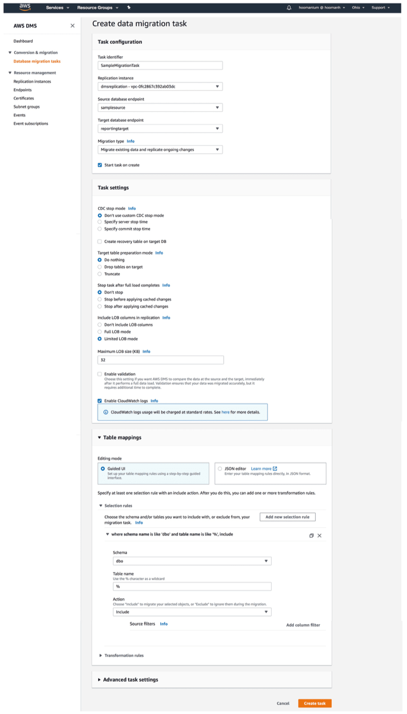 SQL Server to S3: Create DMT