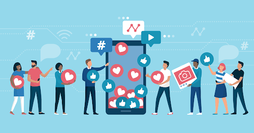 Social Media Posts Illustration - HubSpot Marketing Automation