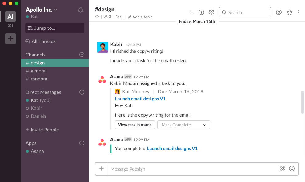 Asana Project Notification in Slack