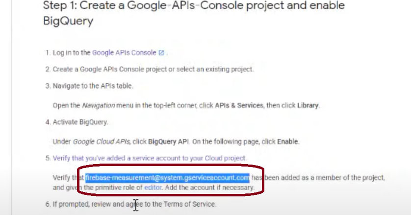 GA4 BigQuery Integration - Service account Id