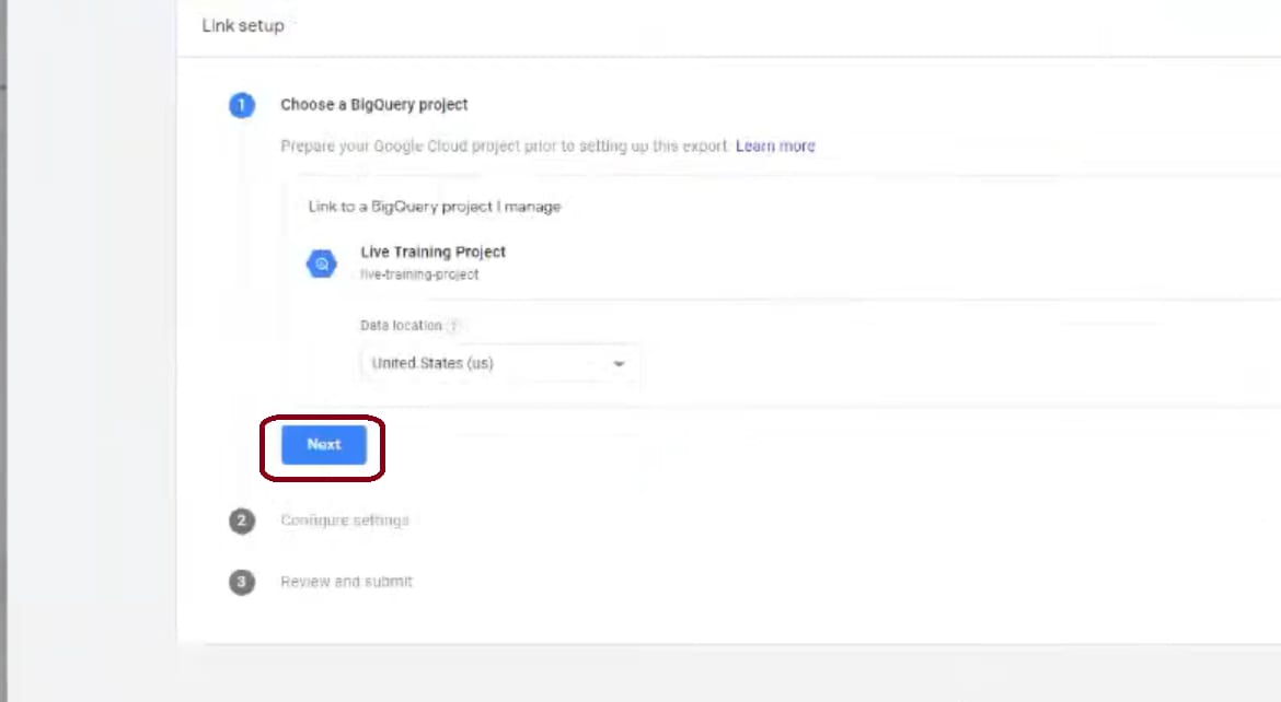 GA4 BigQuery Integration - Next Button