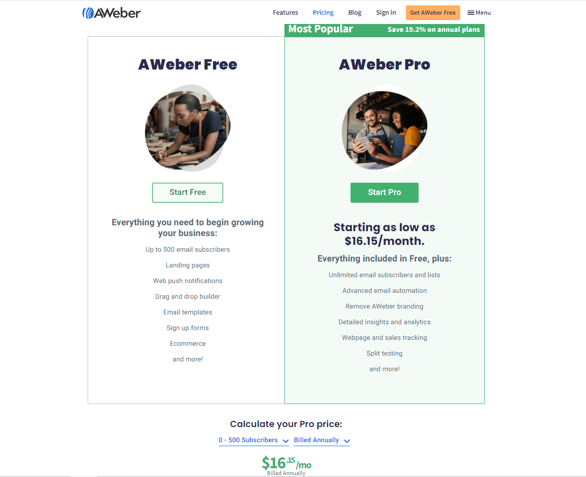 Email Services Like Mailchimp - Aweber Pricing