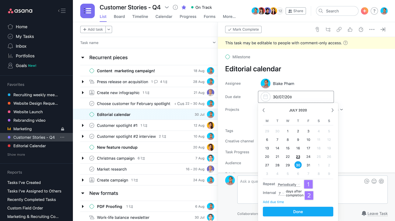 Setting Recurring Task Asana Workflow: 5 Easy Steps