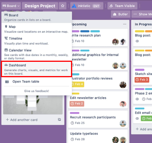 Trello Reporting:Trello Views switchers