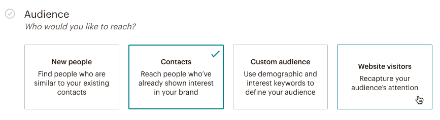 Selecting Target Audience in Mailchimp