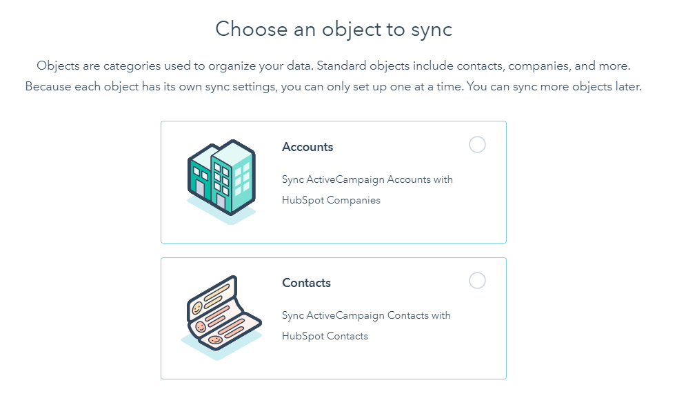 Choose Object to Data Sync