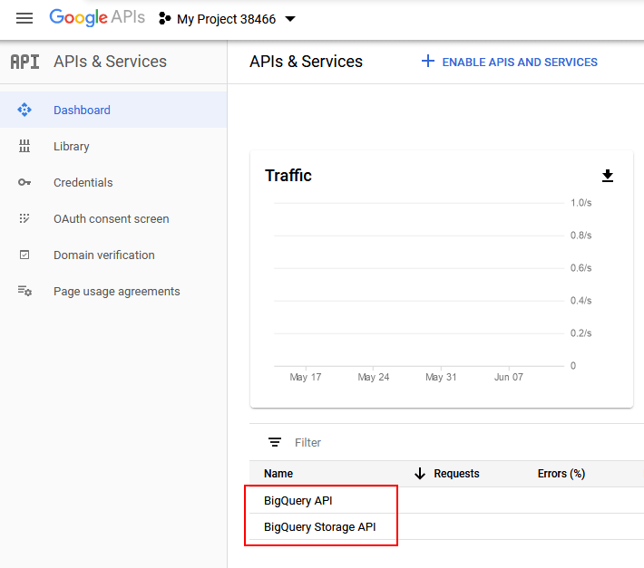 Enable Google BigQuery image