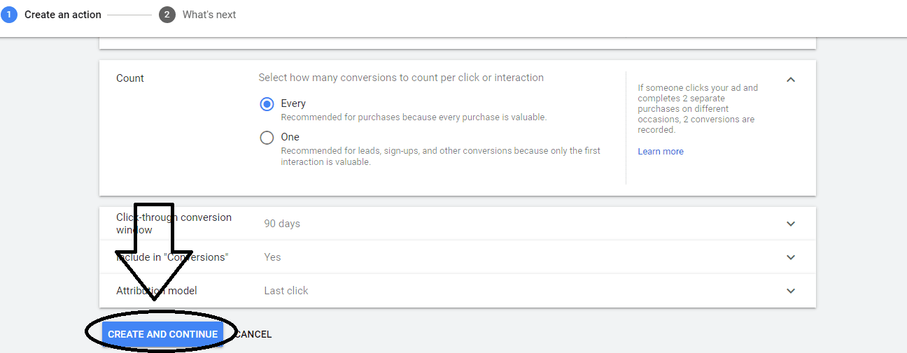 Google Ads Salesforce integration: final step to create and continue